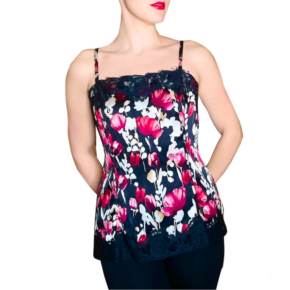 White House Black Market Silk and Lace Camisole Size L